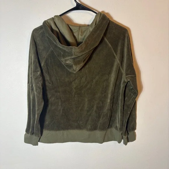 J. Crew Relaxed Velour Hoodie Olive Green Pullover Sweatshirt XS Style BA367 - Picture 5 of 5